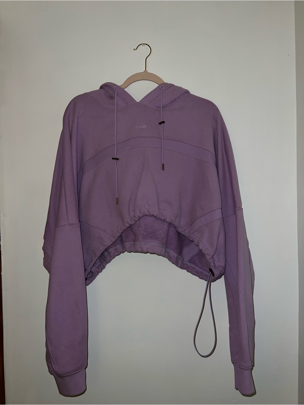 Ivy Park/Adidas “Purple Glow” Cropped Drawstring Hoodie